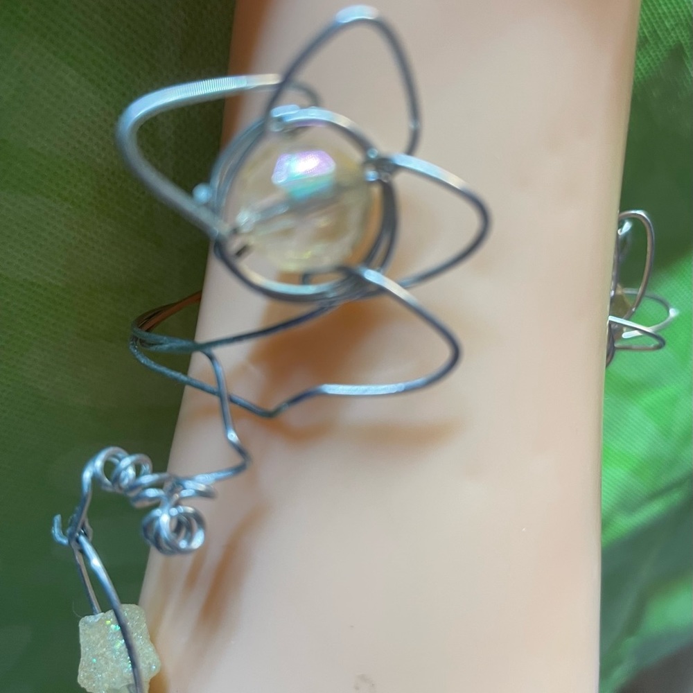 Open faced cuff flower power bracelet